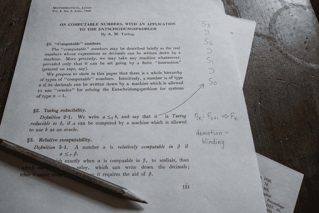 1939 paper margin notes link the reduction relation to the cross-domain state preservation functor