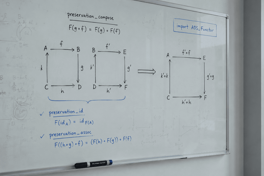 Whiteboard naturality squares for the cross-domain state preservation functor laws