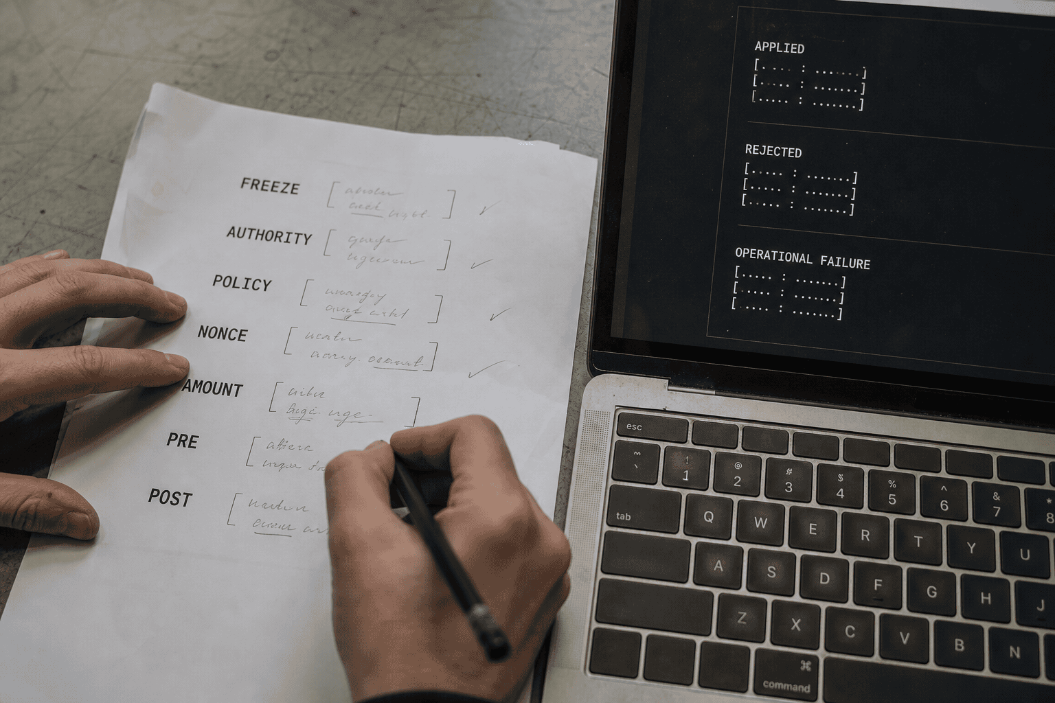 A FREEZE rule split into typed outcomes for security token formal verification